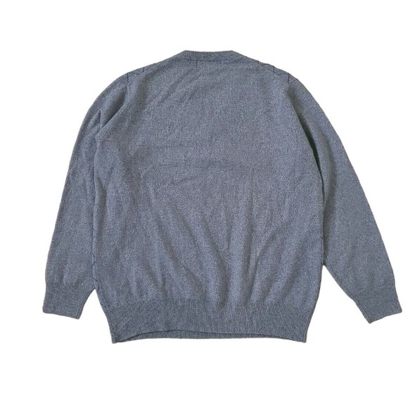 100% Cashmere V-Neck Argyle Gray Sweater Size Large - Picture 2 of 8